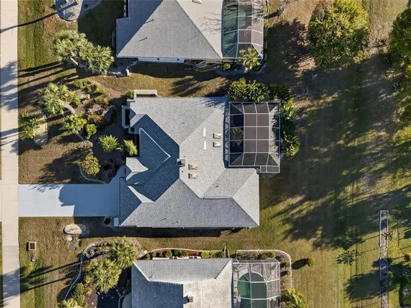 an aerial view of a house