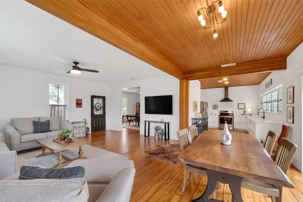 a living room with furniture and a couch