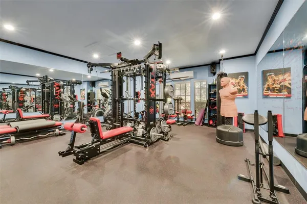 a view of a room with gym equipment
