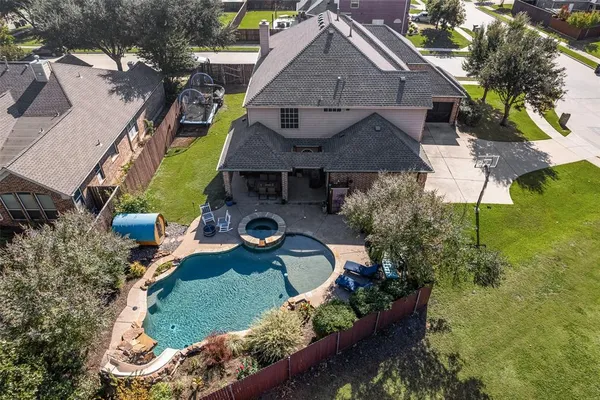 an aerial view of a house