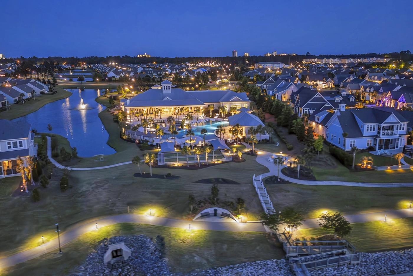 5830 Cremona Drive Myrtle Beach, SC 29577 - Photo 39 of 39 Aerial view at twilight of a water view