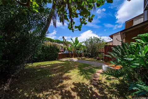 a view of a yard with plants
