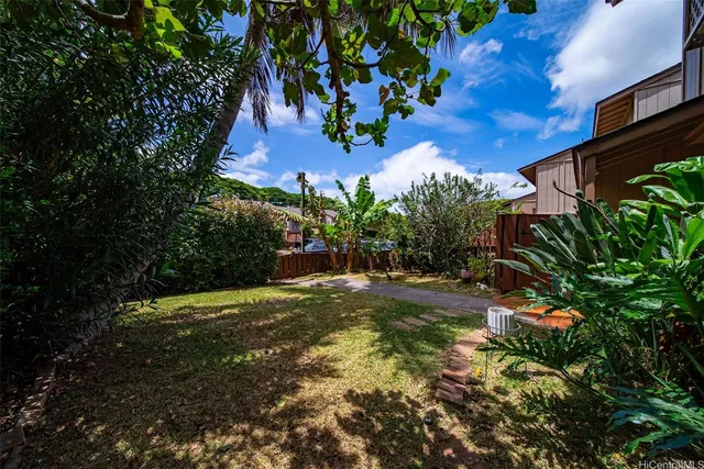 a view of a yard with plants