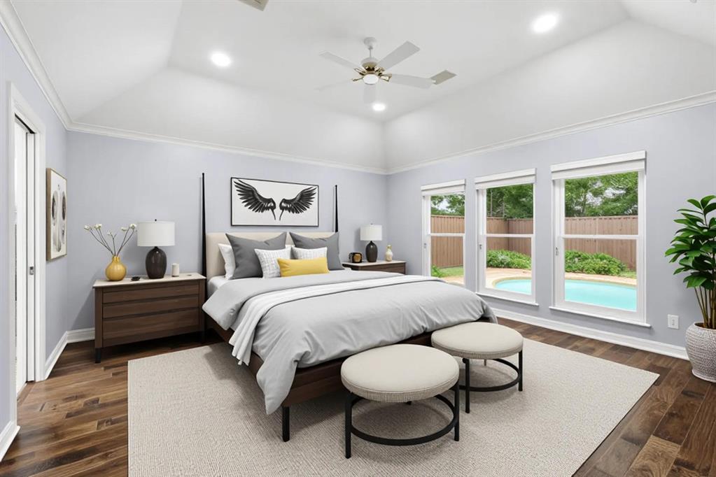 848 Birdsong Bedford, TX 76021 - Photo 20 of 40 a spacious bedroom with a bed and a large window with outer view