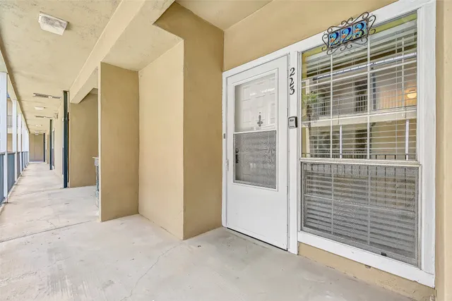 a view of balcony with door
