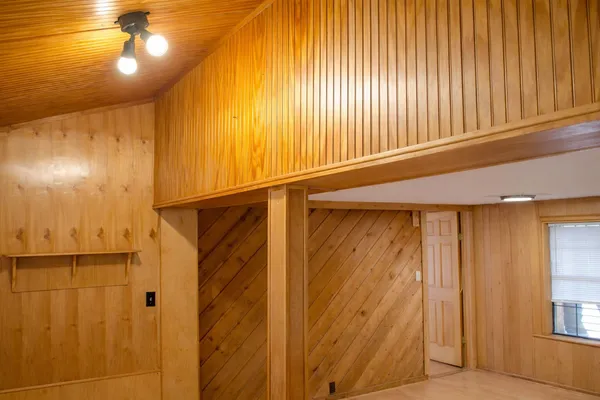 a view of a wooden door