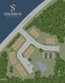 an aerial view of residential house with outdoor space and trees all around