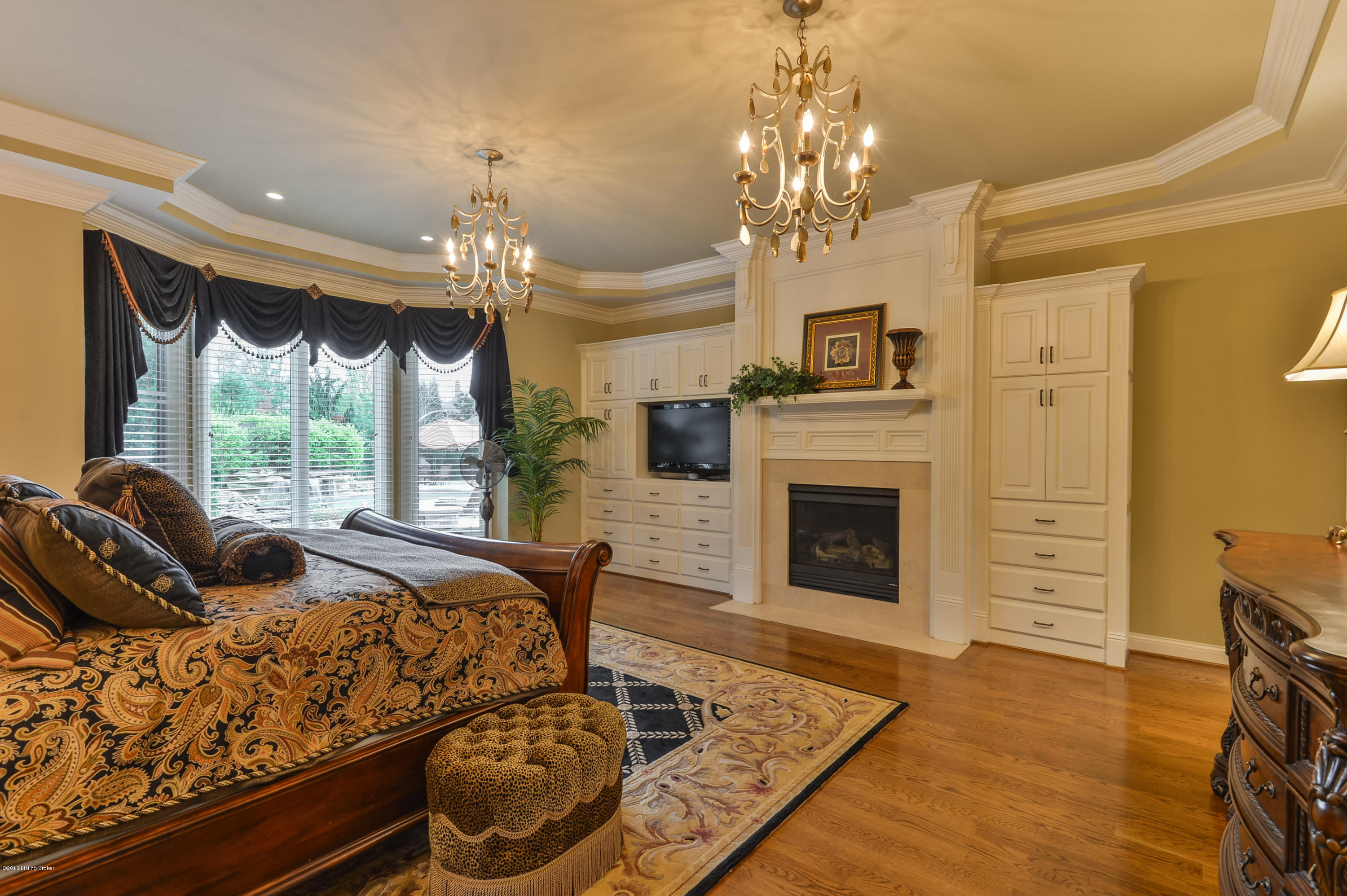 5408 Farm Ridge Lane Prospect, KY 40059 - Photo 14 of 62 Master bedroom has hardwood flooring & fireplace
