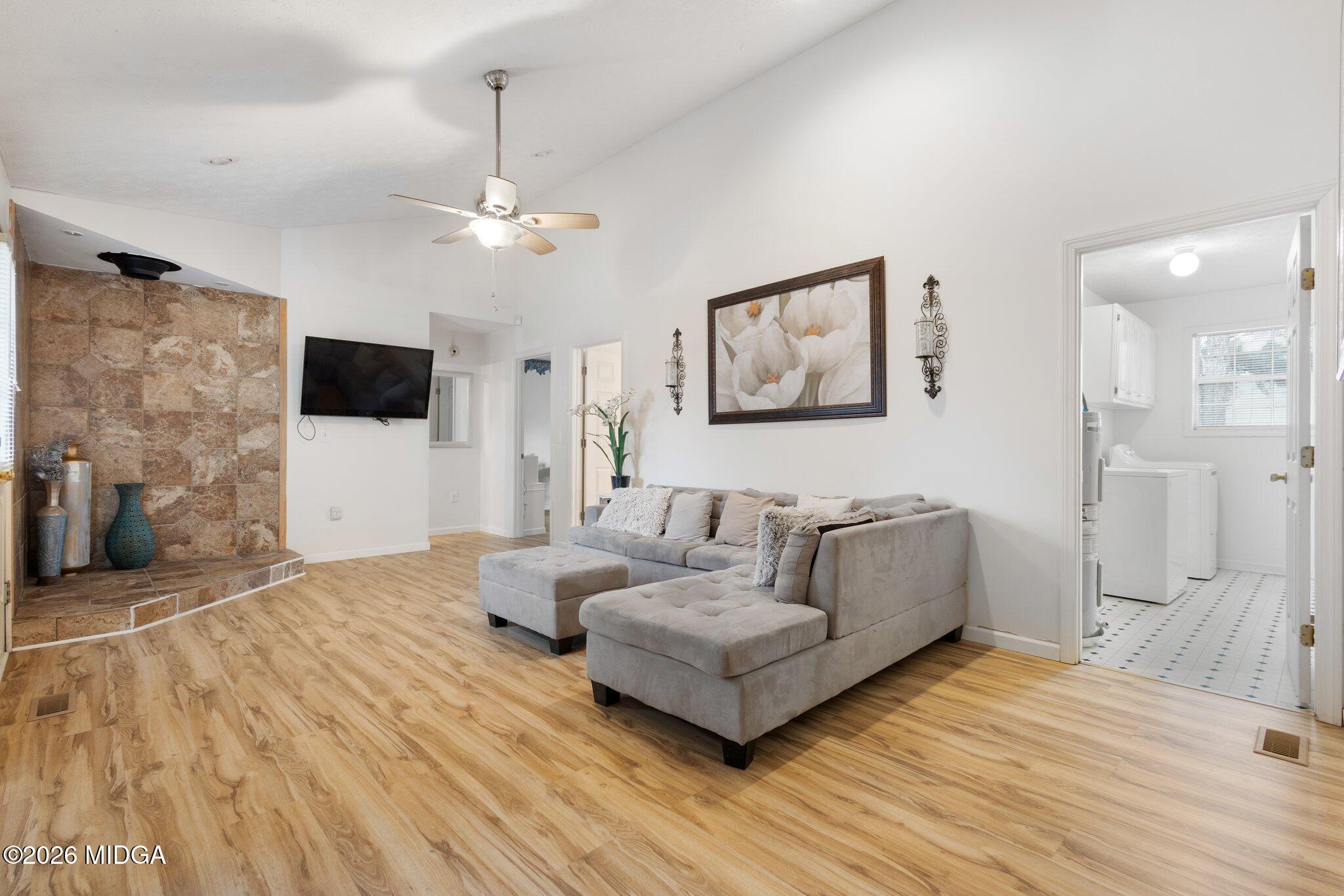 227 Dusty Lane Macon, GA 31211 - Photo 7 of 21 a living room with furniture and a ceiling fan