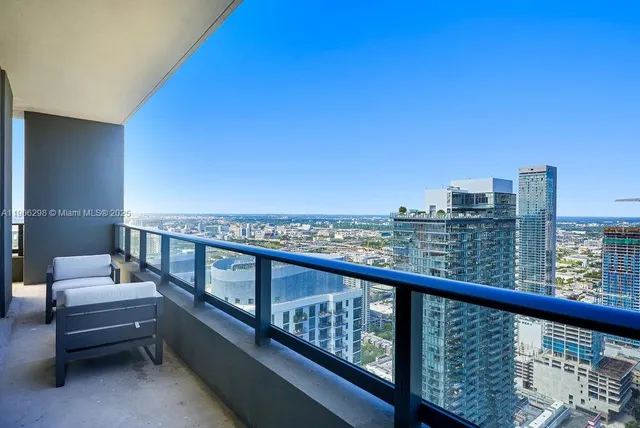 a view of city from a balcony