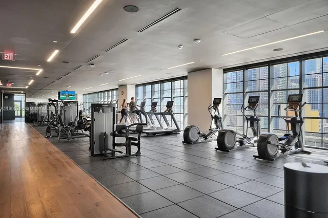 a view of a room with gym equipment