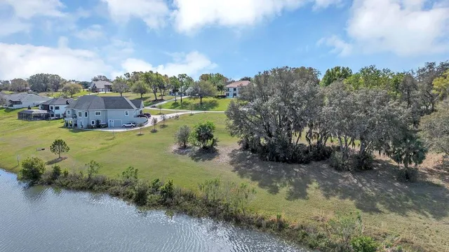 a view of a lake with houses