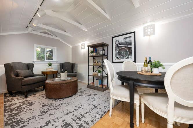 108 Ware Road Woodside, CA 94062 - Photo 39 of 56 a living room with furniture and a wooden floor