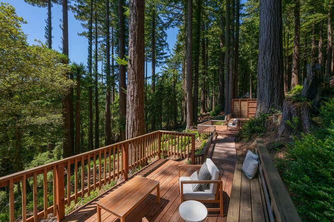 108 Ware Road Woodside, CA 94062 - Photo 47 of 56 a view of balcony with chairs and wooden fence