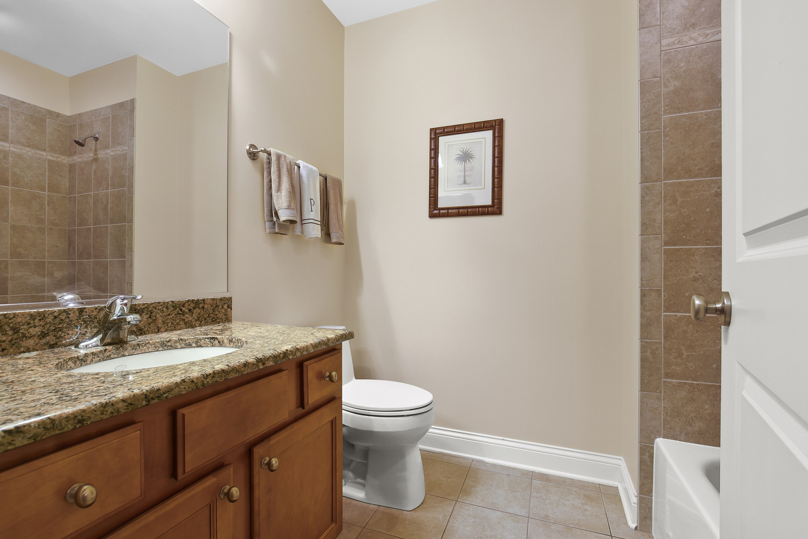 401 West Pierce Road, Unit 201 Itasca, IL 60143 - Photo 19 of 24 a bathroom with a granite countertop sink a toilet and a mirror