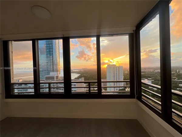 a view of a city from a balcony