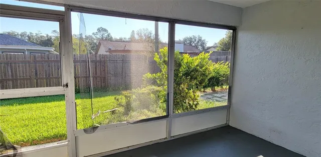 a view of a garden from a window