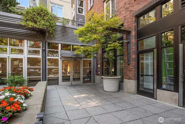 a view of a building with a window