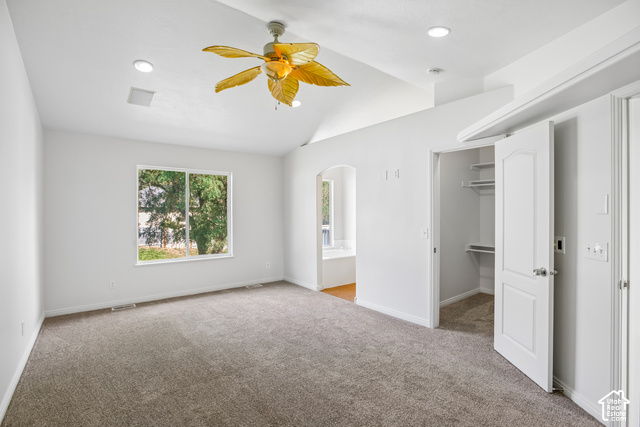 190 North 100 West Alpine, UT 84004 - Photo 4 of 31 Vaulted ceiling with recessed lighting and a ceiling fan