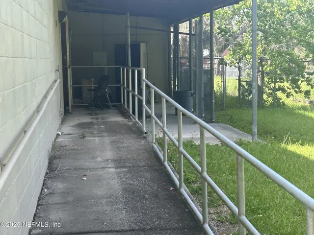 a view of a lake from a yard