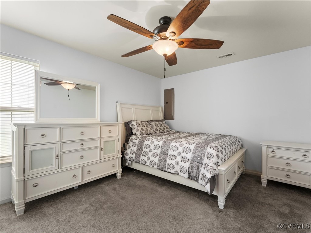 3043 Amherst Ridge Way Colonial Heights, VA 23834 - Photo 11 of 27 Bedroom featuring dark colored carpet, ceiling fan