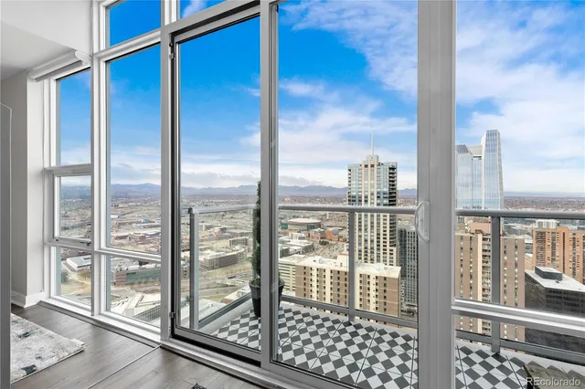 a view of a city from a balcony