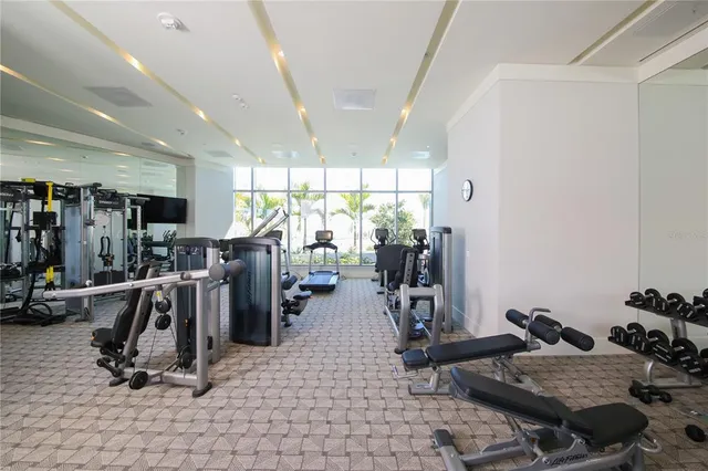 a view of a room with gym equipment
