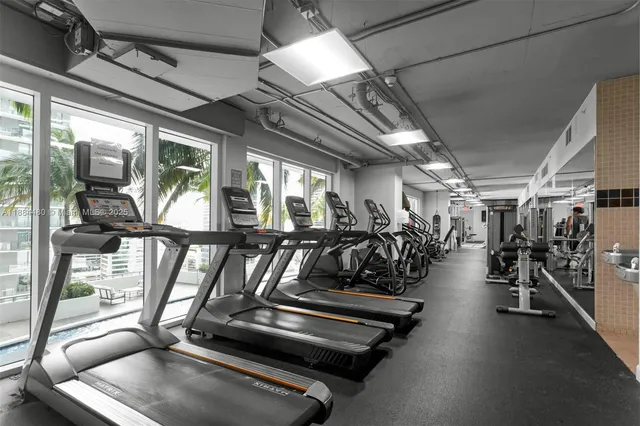 a view of a room with gym equipment