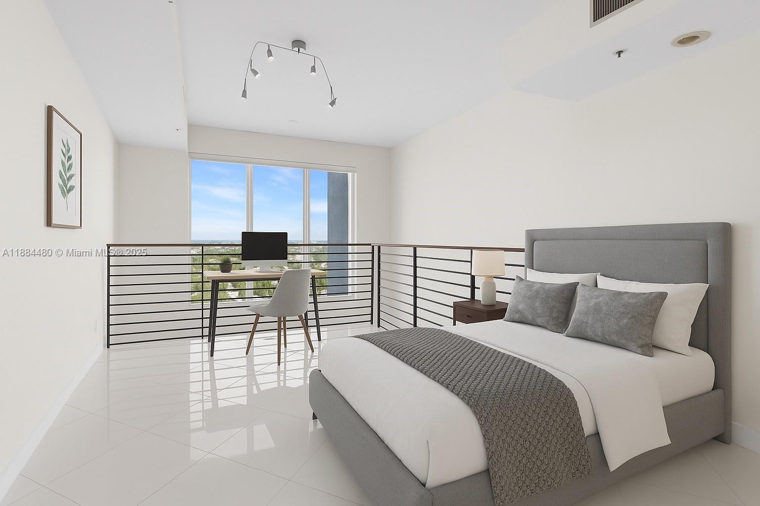 60 Southwest 13th Street, Unit 3213 Miami, FL 33130 - Photo 7 of 23 a bedroom with a bed and a view of kitchen