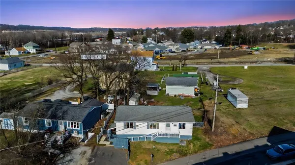 a view of a town with big yard