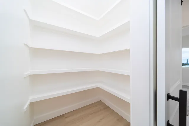 a storage room with empty racks