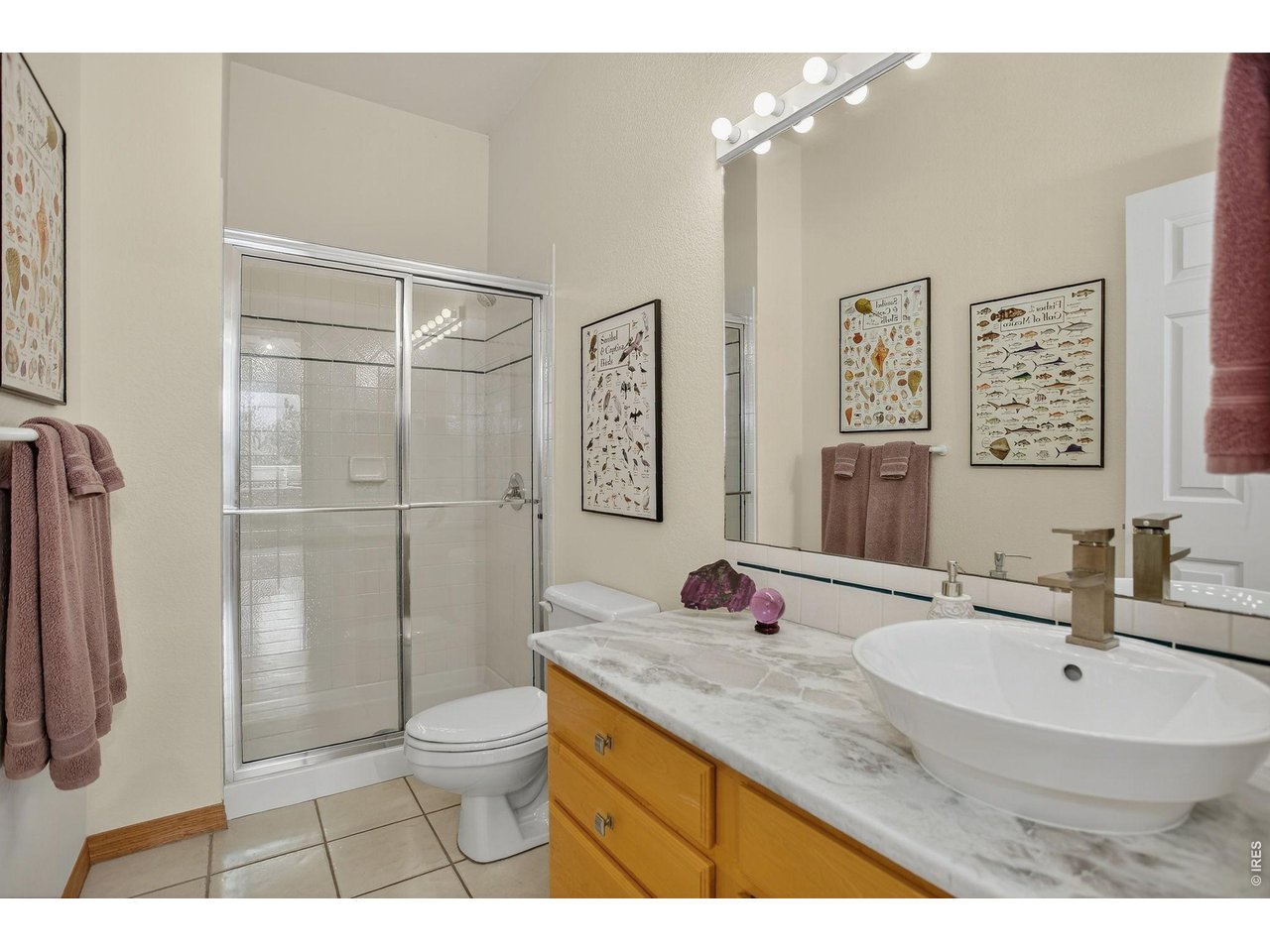 65 Betasso Road Boulder, CO 80302 - Photo 28 of 38 a bathroom with a granite countertop sink toilet a mirror a vanity and shower