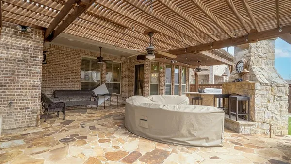 a view of a couch in the patio