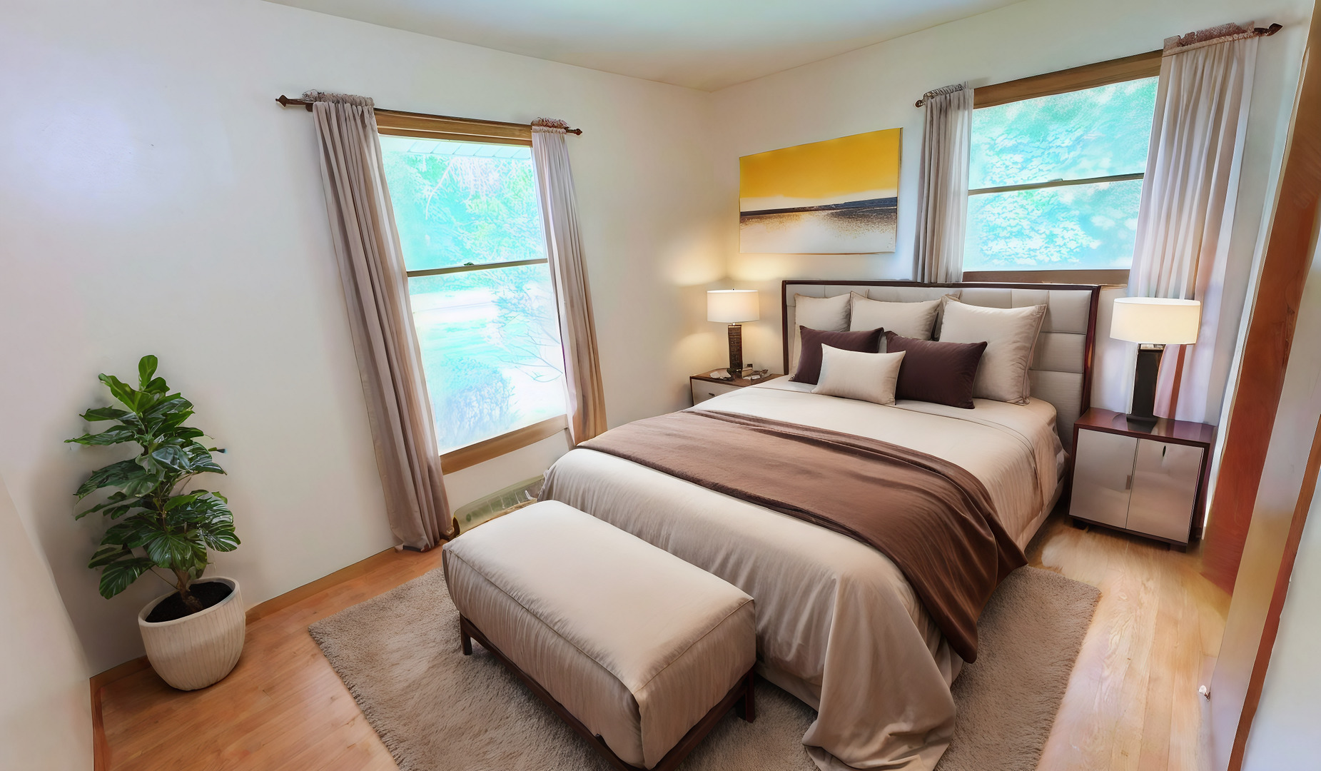 10626 North Grove Road Sycamore, IL 60178 - Photo 16 of 28 a bedroom with a bed and a potted plant