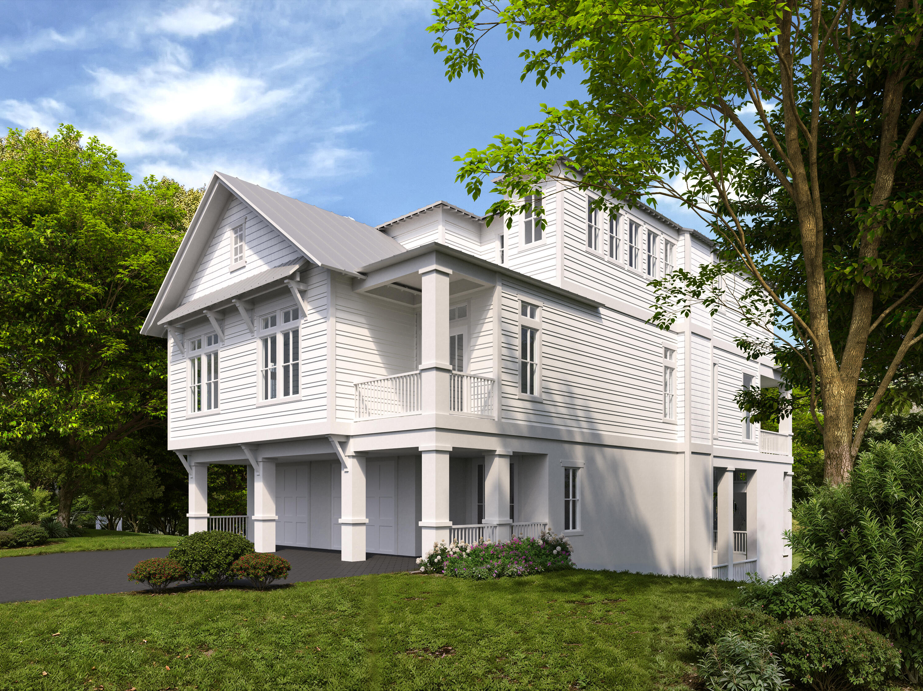 91 North Bishop Road Santa Rosa Beach, FL 32459 - Photo 5 of 5 a view of a white house next to a yard with plants and trees