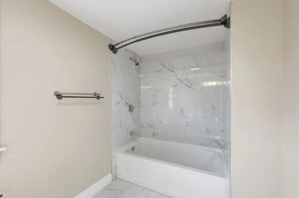 a bathroom with a bathtub