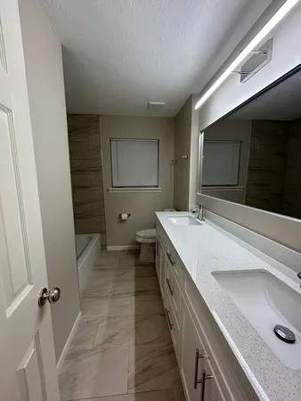 a bathroom with a tub