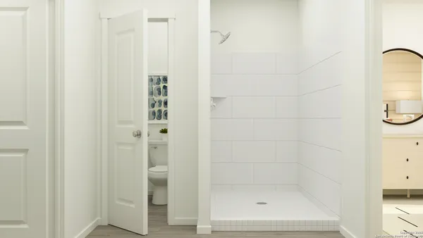 a bathroom with a shower