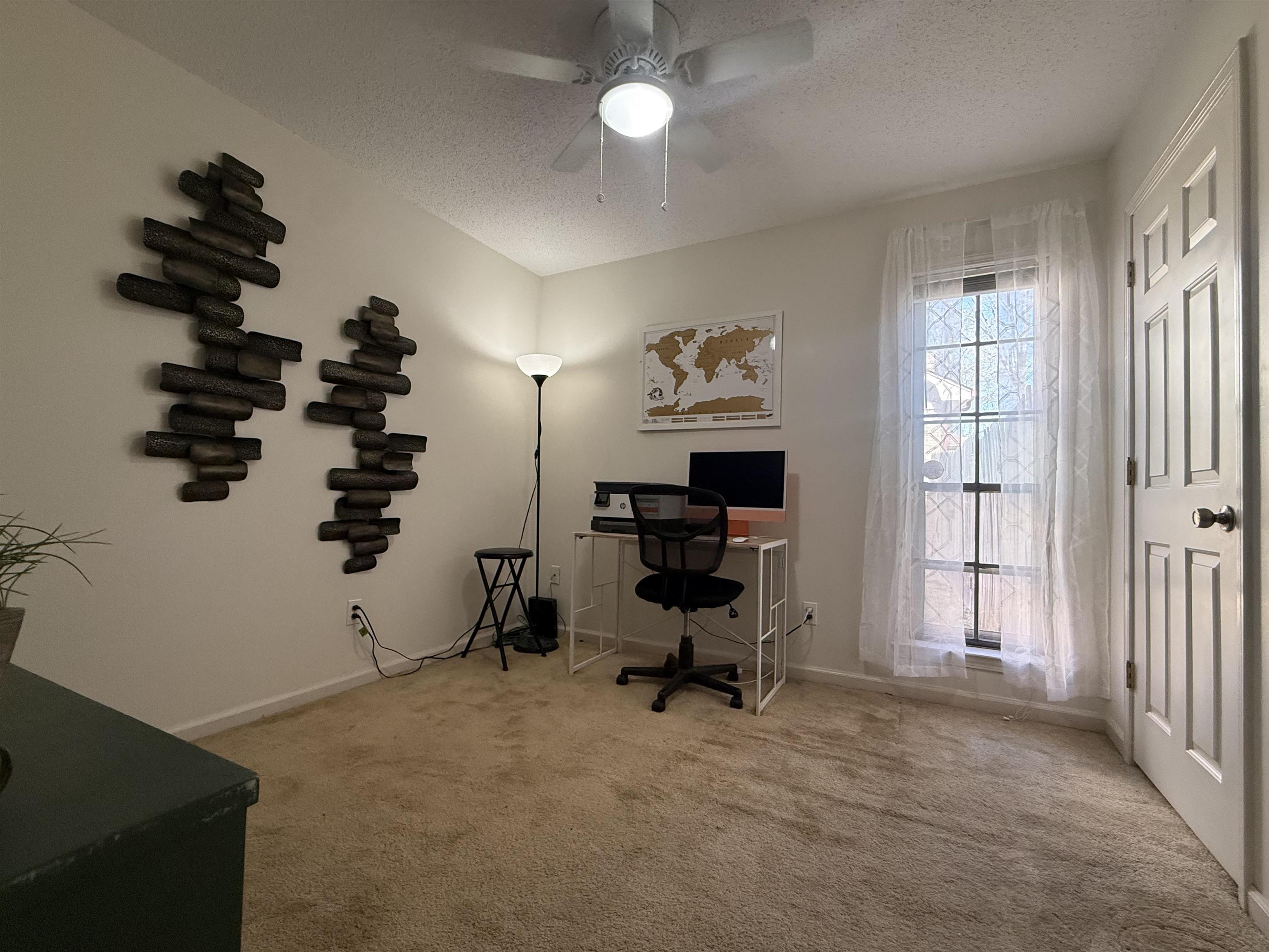 3204 Ruskin Road Memphis, TN 38134 - Photo 32 of 38 Office space featuring a textured ceiling, light carpet, and a ceiling fan