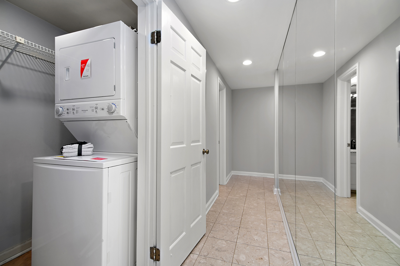 3427 Vollmer Road, Unit 202 Flossmoor, IL 60422 - Photo 16 of 27 a view of washer and dryer with refrigerator in kitchen