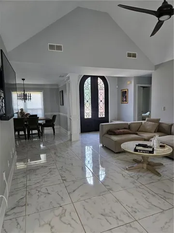 a living room with furniture