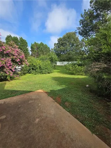 a view of a field with grass and a trees