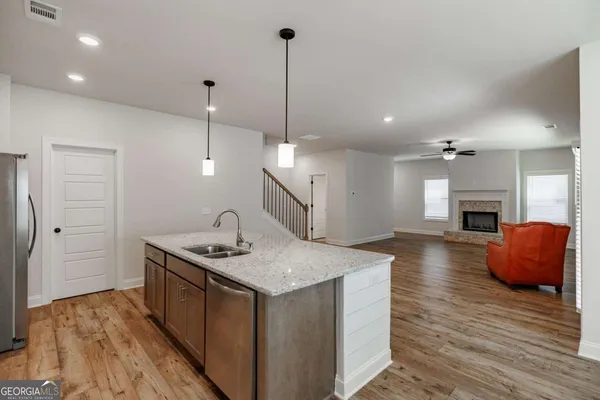 a living room with furniture