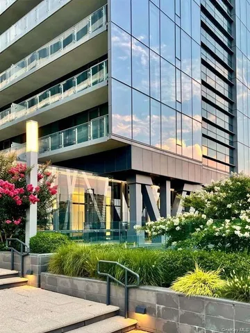 a front view of a building with street