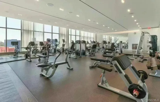 a view of a room with gym equipment