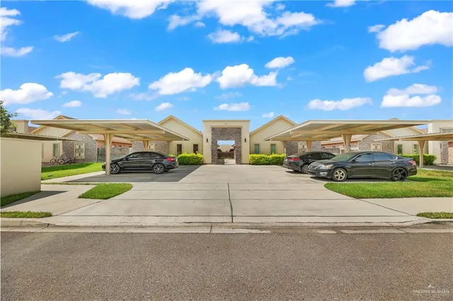 a view of a house with a large window