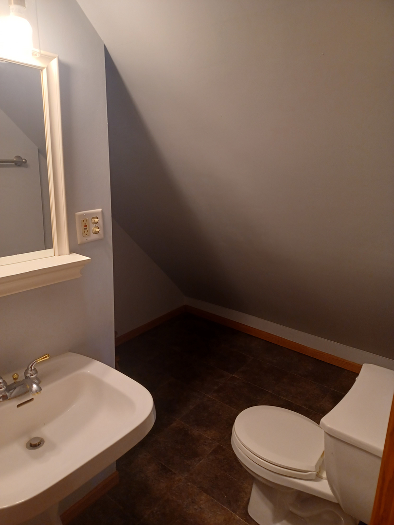 206 South Stott Street Genoa, IL 60135 - Photo 15 of 18 a bathroom with a toilet a sink and mirror