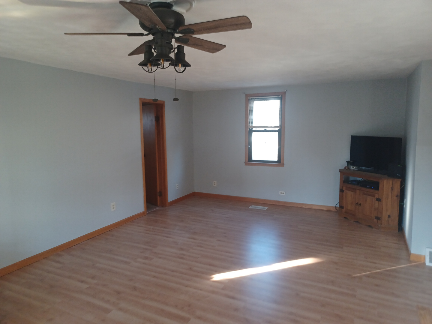 206 South Stott Street Genoa, IL 60135 - Photo 10 of 18 a view of an empty room with a window and wooden floor