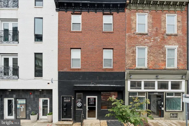 a front view of a multi story building