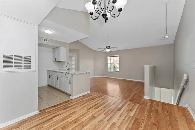 a view of kitchen and windows